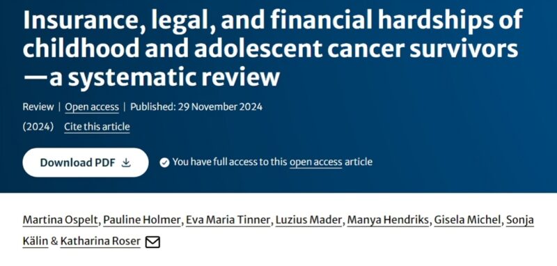 Insurance, Legal, and Financial Challenges for Childhood and Adolescent Cancer Survivors