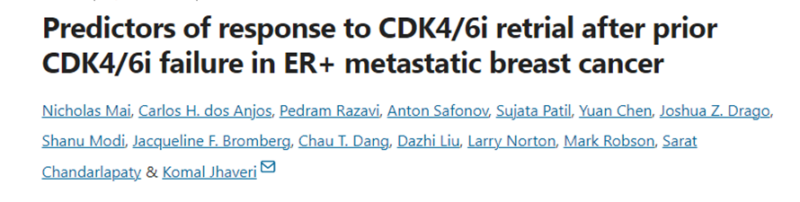 Predictors of Response to CDK4/6i Rechallenge in ER+ Metastatic Breast Cancer