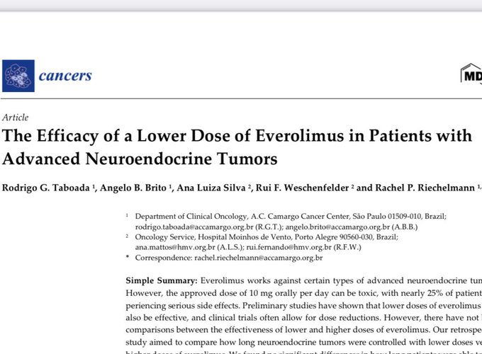 Rachel Riechelmann: Low dose Everolimus for patients with Neuroendocrine tumors