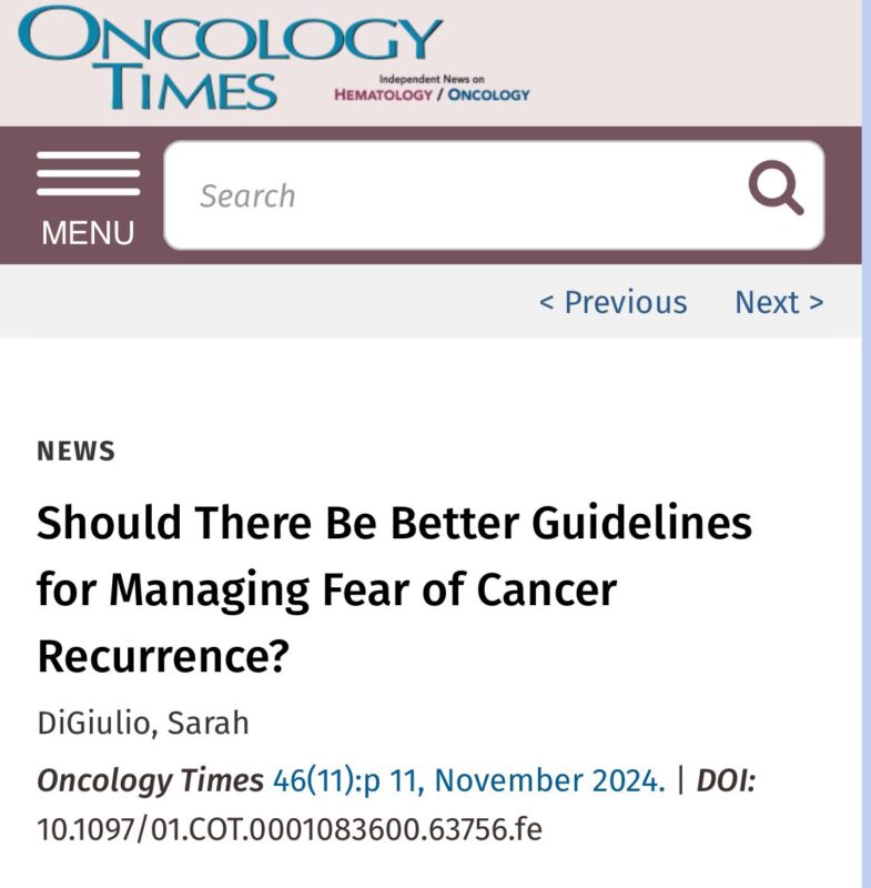 Ben Smith: Should There Be Better Guidelines for Managing Fear of Cancer Recurrence