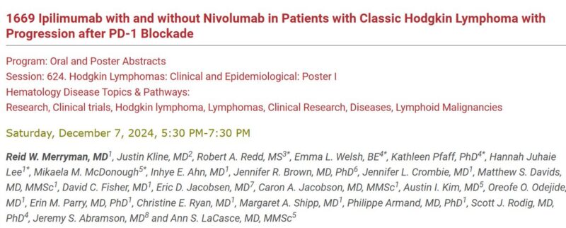 Ipilimumab with or without Nivolumab in Classic Hodgkin Lymphoma with PD after CPI at ASH24