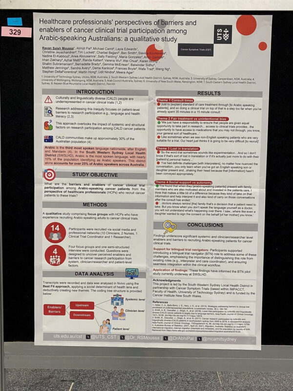 Rayan Saleh Moussa: Barriers and enablers to clinical trial participation among Arabic-speaking cancer patients