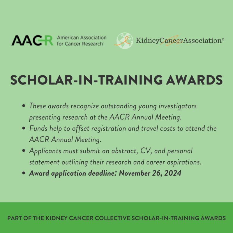 Applications for the AACR Scholars in Training Award - Kidney Cancer