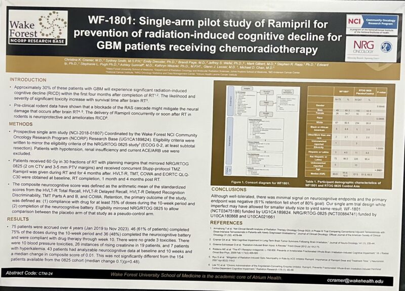 Ashley Love Sumrall: The 1st brain tumor study from Wake Forest Baptist Comprehensive Cancer Center at SNO2024