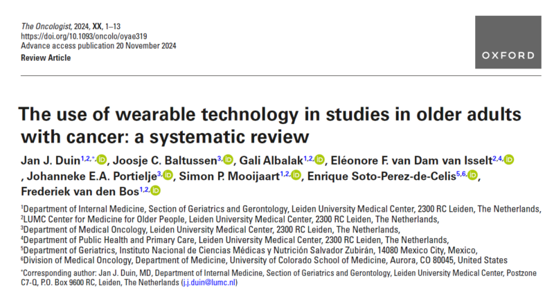 Enrique Soto: Our systematic review on the use of wearable technologies in older adults with Cancer