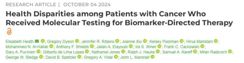 Health Disparities in Cancer Patients Receiving Molecular Testing for Biomarker - Directed Therapy