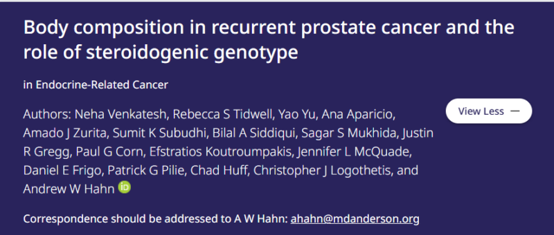 Andy Hahn: Body composition toxicity in men treated with Androgen Deprivation Therapy with and without abiraterone