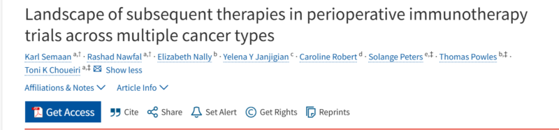 Karl Semaan: Landscape of subsequent therapies in perioperative immunotherapy trials