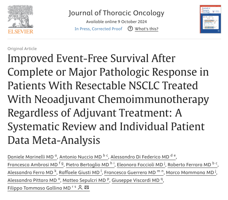 Alessandro Di Federico: EFS in patients with resectable NSCLC treated with neoadjuvant Chemo-IO