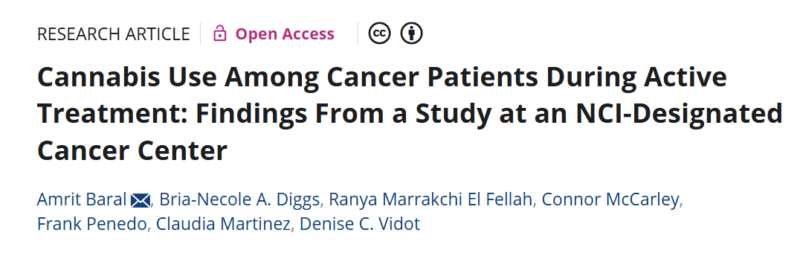 Cannabis Use in Oncology: A Study on Cancer Patients During Active Treatment at an NCI-Designated Cancer Center