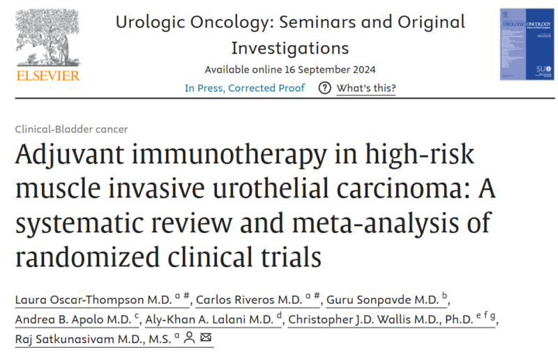 Guru Sonpavde: Meta-analysis of adjuvant PD1/L1 inhibitor immunotherapy in MIBC