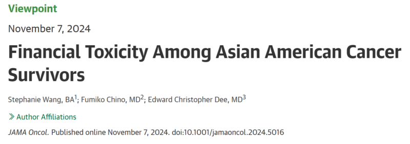 Stephanie Wang: The financial burden of cancer care and its unique implications for Asian American communities