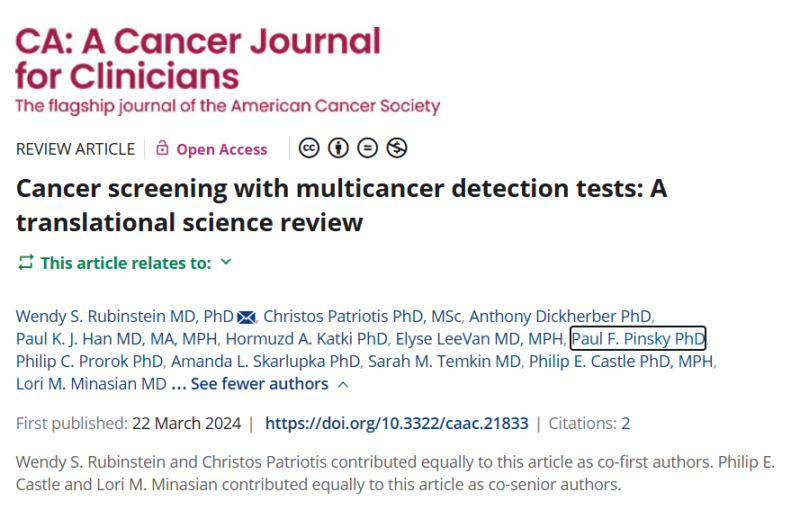 Cancer screening with multicancer detection tests - NCI Division of Cancer Prevention