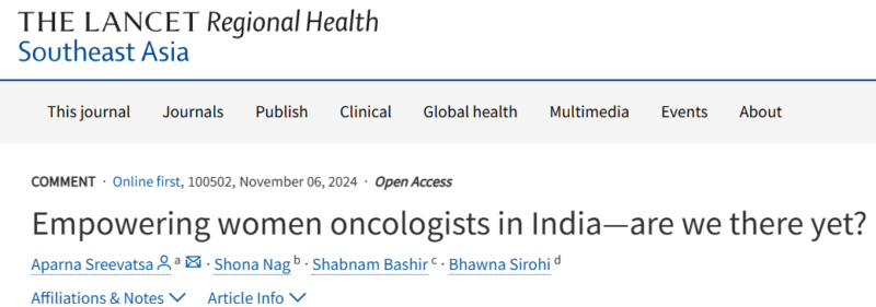 Gender Inequality in Oncology leadership: Insights from 2023 Indian Cancer Congress