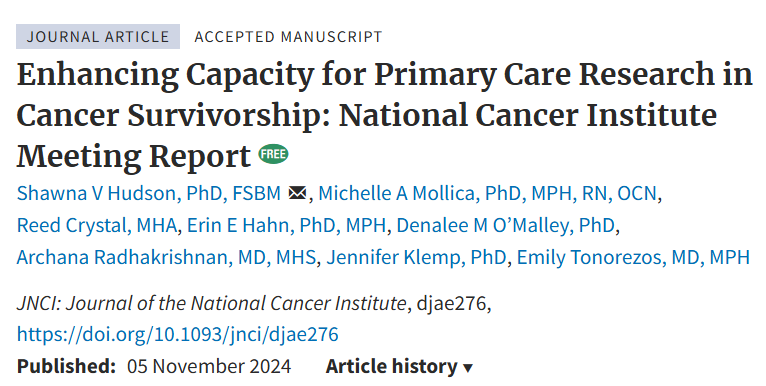 Enhancing Capacity for Primary Care Research in Cancer Survivorship: National Cancer Institute Meeting Report