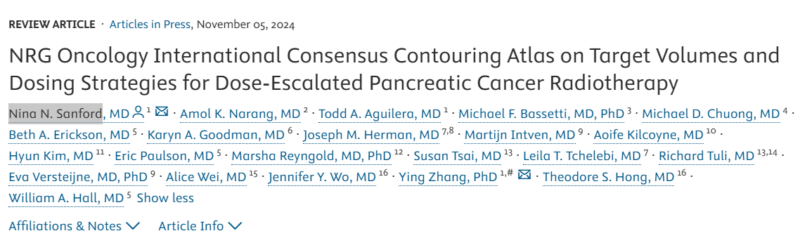 Michael Chuong: NRG ONCOLOGY international consensus RadOnc contouring atlas for inoperable pancreatic cancer now in press 