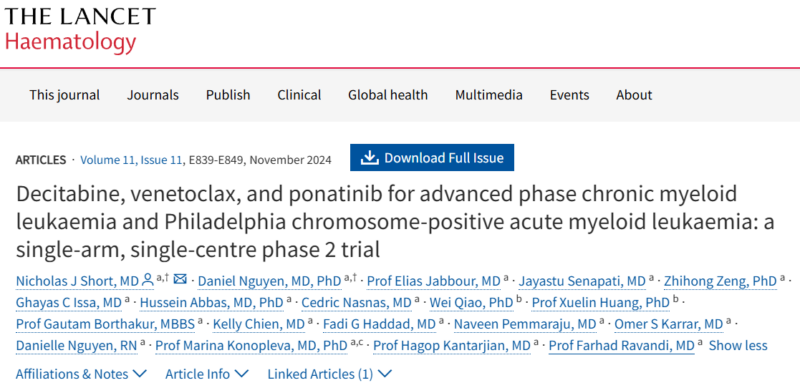 Decitabine, venetoclax and ponatinib for advanced phase CML and Philadelphia chromosome-positive AML