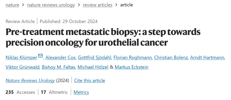 Enrique Grande: Pre-treatment metastatic biopsy by Niklas Klümper et al.