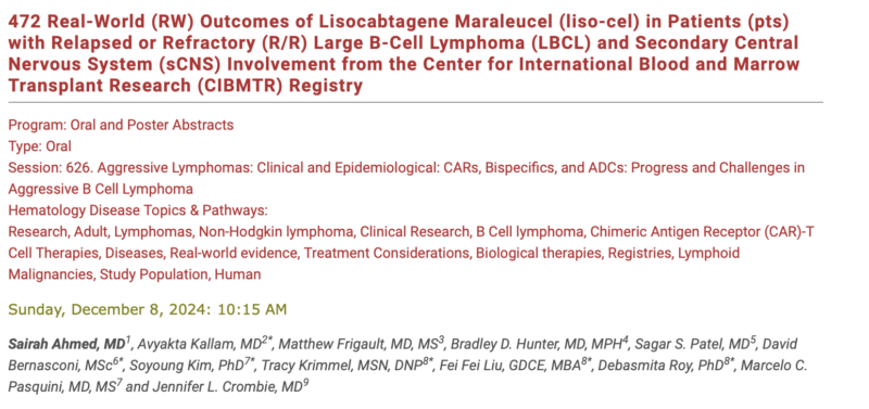 Ajay Major: Liso-cel in DLBCL with secondary CNS diagnosis by Jennifer Crombie