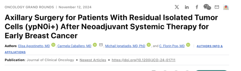 Elisa Agostinetto: Axillary surgery in patients with residual isolated tumor cells after NACT for early breast cancer