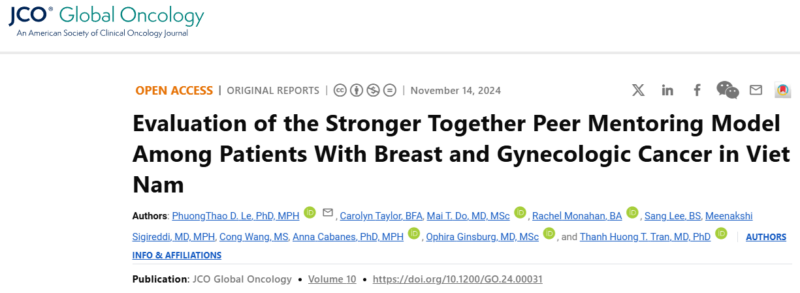 Carolyn Taylor: Our paper about the Stronger Together peer mentoring program for patients with Cancer