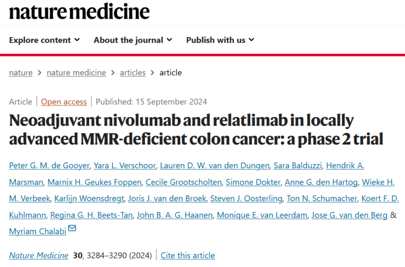 Neoadjuvant nivolumab and relatlimab in locally advanced MSI CRC