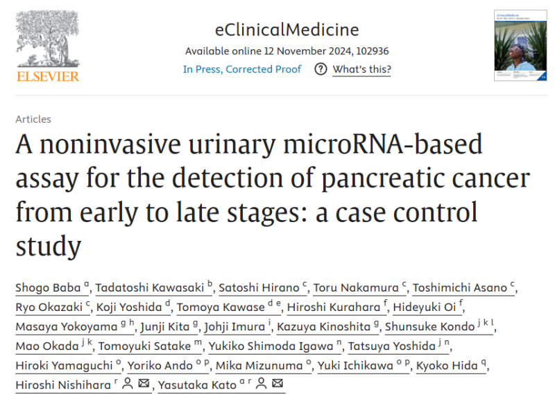 Urinary extracellular vesicle microRNAs to detect Pancreatic Cancer