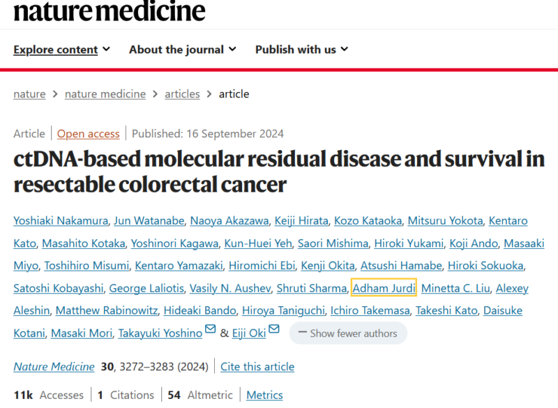 ctDNA-based MRD and survival in resectable colorectal cancer