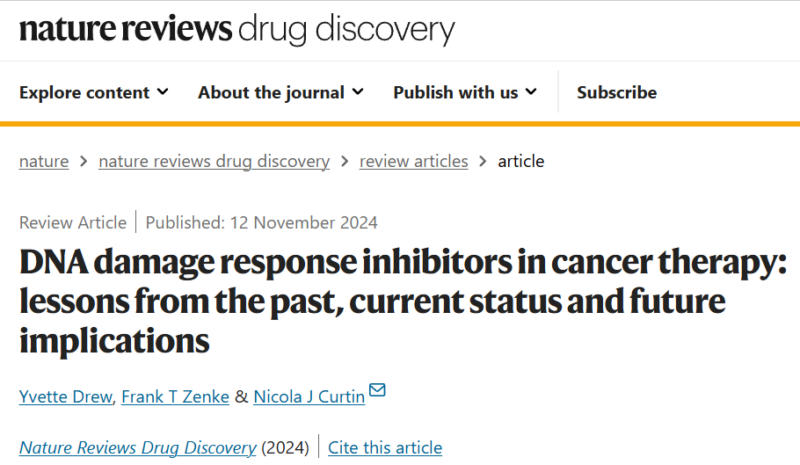 DNA Damage Response Inhibitors in Cancer Therapy