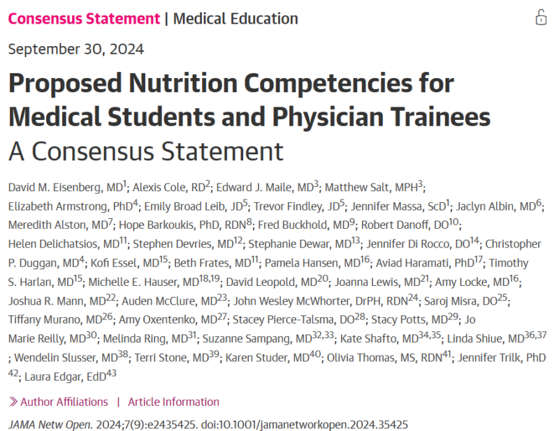 Proposed Nutrition Competencies for Medical Students and Physician Trainees, summarised by Sami Mansfield