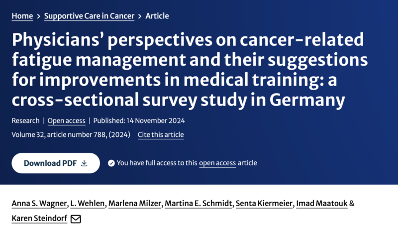 Physicians’ perspectives on cancer-related fatigue management: A cross-sectional survey study in Germany - MASCC