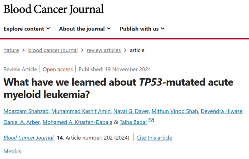 Talha Badar: What we have learned about TP53-mutated AML?