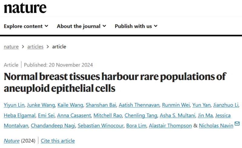 Normal Breast tissues harbour rare populations of aneuploid Epithelial Cells