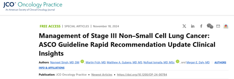 Management of Stage III Non–Small Cell Lung Cancer