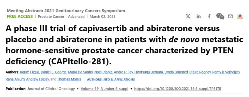 First and only AKT inhibitor combination to demonstrate benefit in this specific subtype of prostate cancer