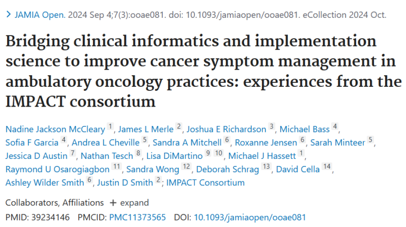 Improve Cancer Symptom Management in Ambulatory Oncology practices: experiences from the IMPACT consortium