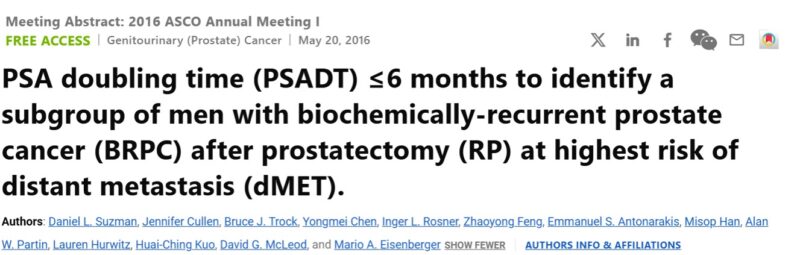 PSADTime ≤6 months Identifies High-Risk BRPC Patients after Prostatectomy