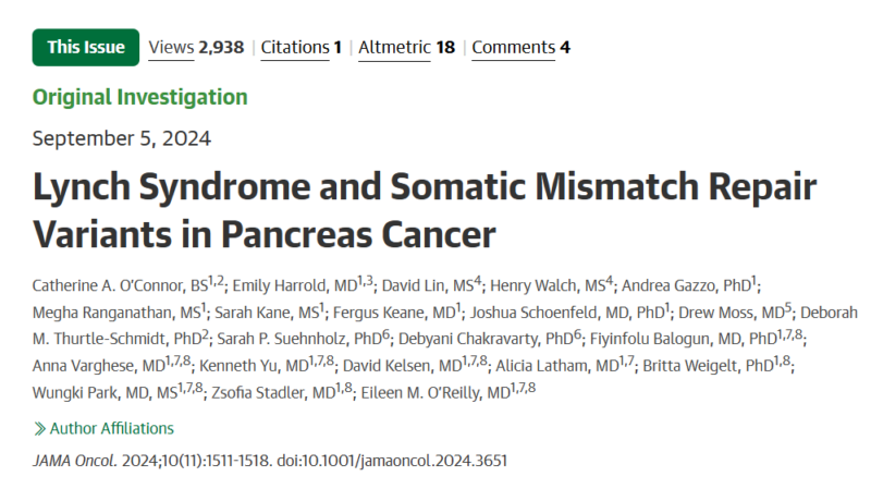 Lynch Syndrome and Somatic Mismatch Repair Variants in Pancreas Cancer, Summarized by Paolo Cotzia