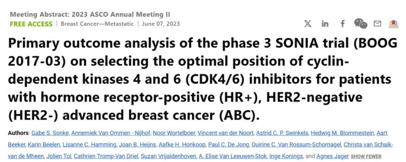 First Results of the Dutch SONIA Trial on CDK4/6 Inhibitors