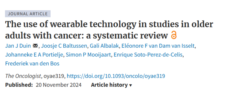 Enrique Soto: Our systematic review on the use of wearable technologies in older adults with Cancer