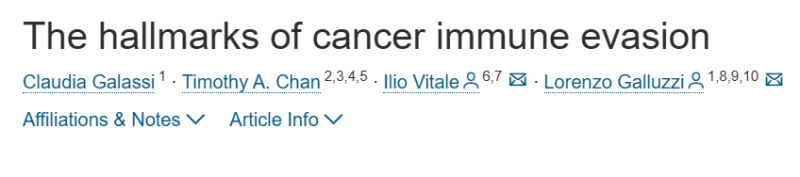 Vivek Subbiah: "The hallmarks of cancer immune evasion" by Claudia Galassi et al.