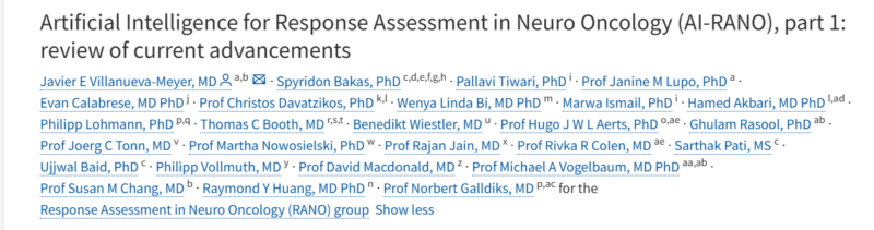 A 2 part update on AI-RANO published on The Lancet Oncology