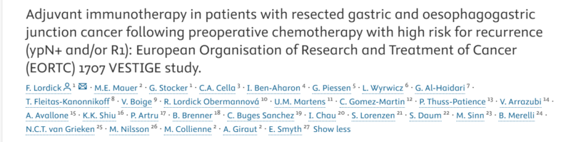 Adjuvant immunotherapy in patients with resected GEJ cancer with high risk for recurrence