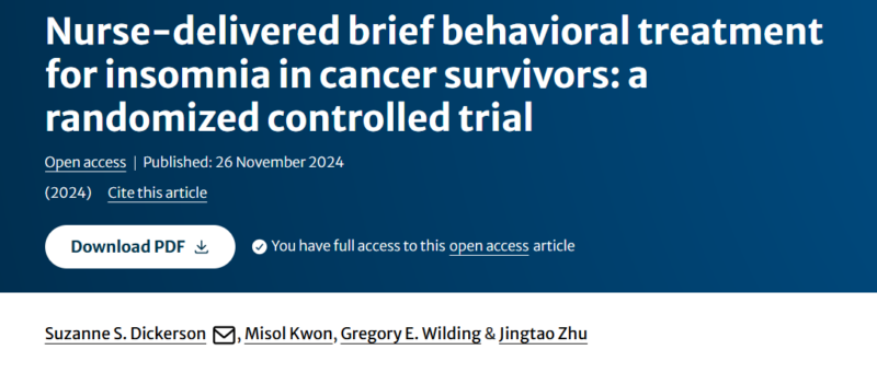 Maryam Lustberg: Effective solutions for cancer survivors with comorbid insomnia by Suzanne Dickerson et al.