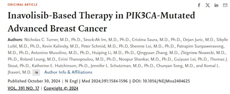 INAVO120: Inavolisib with Palbociclib–Fulvestrant Doubles PFS in PIK3CA-Mutated Breast Cancer