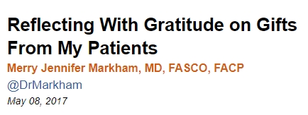 Merry Jennifer Markham: Reflecting With Gratitude on Gifts from My Patient