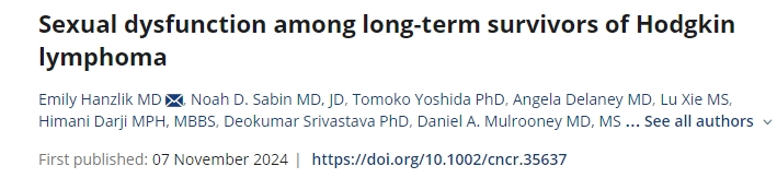 Sexual dysfunction among childhood and adolescent Hodgkin lymphoma survivor - ACS Journal Cancer