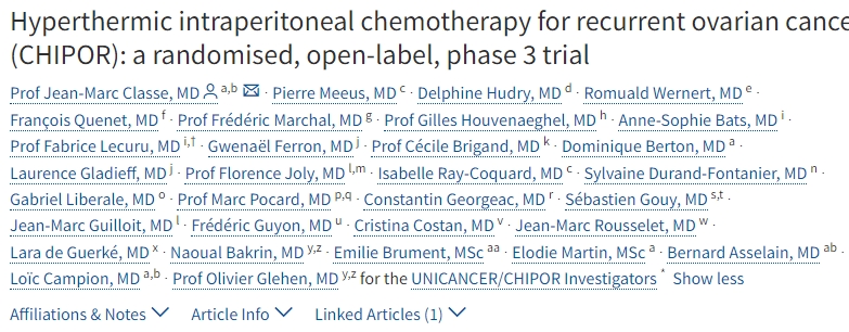 HIPEC improves overall survival in recurrent epithelial ovarian cancer