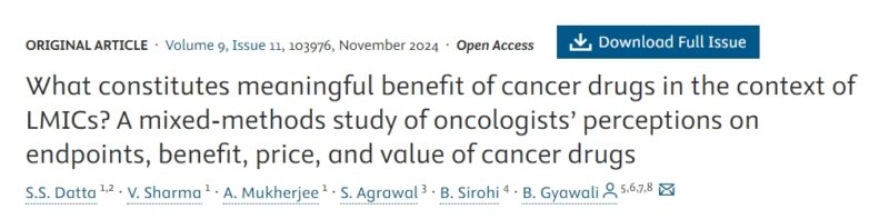 Bishal Gyawali: What oncologists and cancer patients perceive as meaningful benefit or justified prices