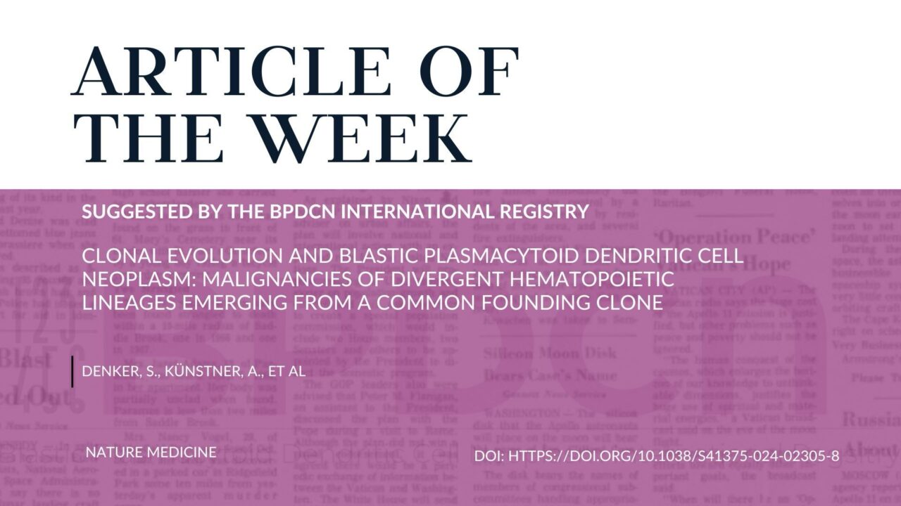 Article of the Week, Suggested by the BPDCN International Registry